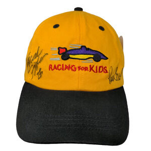 Racing for Kids Men's Strapback Hat Yellow Autographed Embroidered Logo